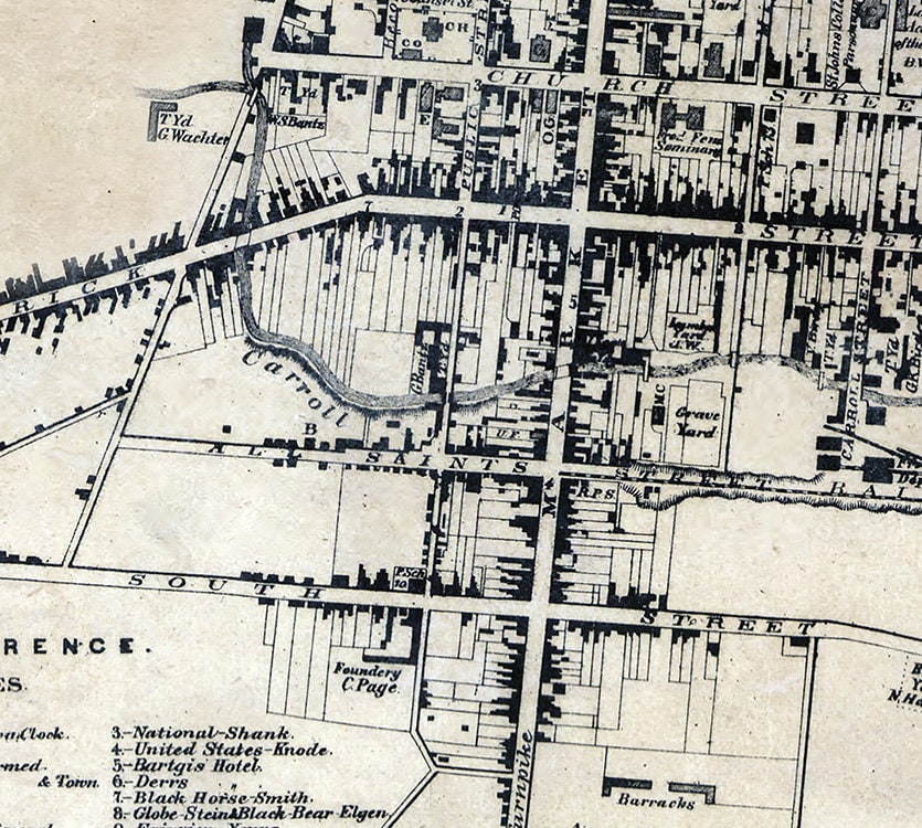 1858 Map of Frederick City Frederick County Maryland