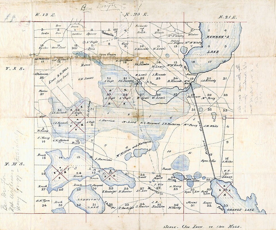 1890 Map of Part Of Alachua County Florida