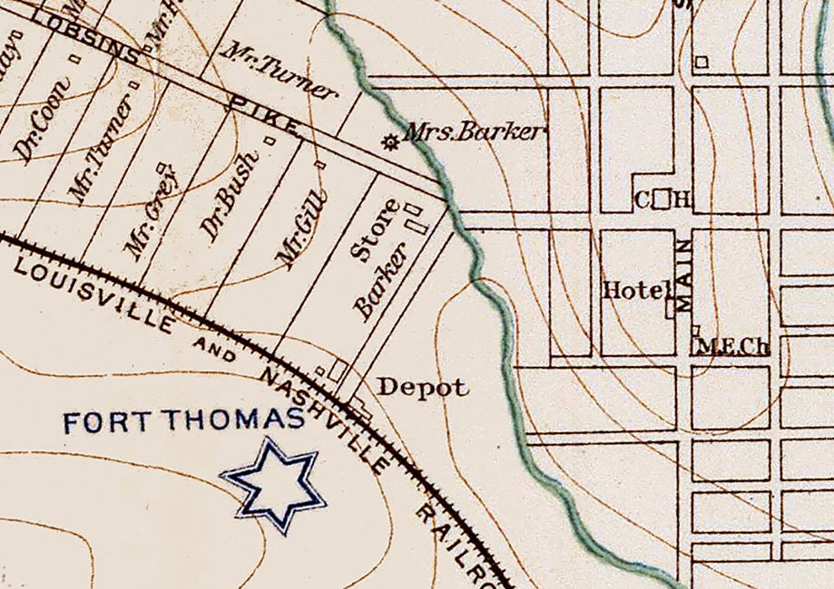 1895 Map of Gallatin Sumner County Tennessee