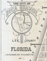 1887 Map of Boca Grande Lee County Florida