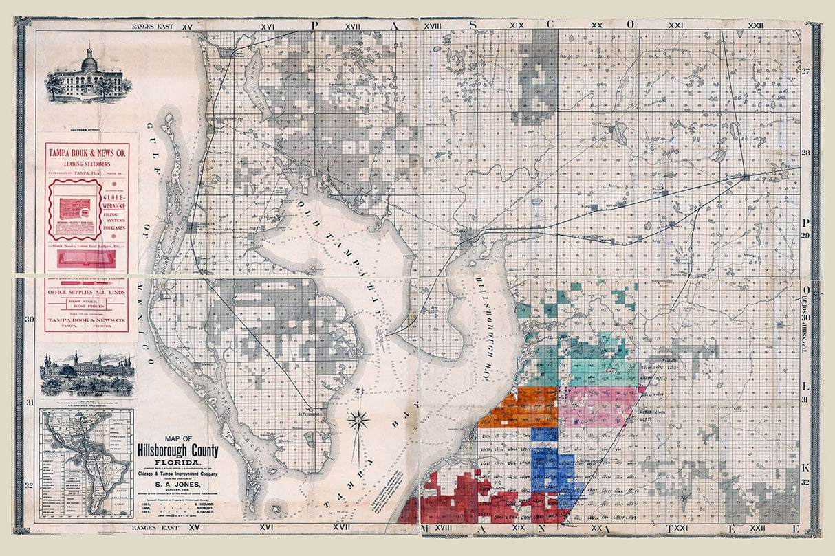 1892 Map of Hillsborough County Florida