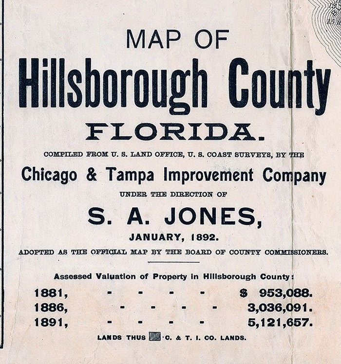 1892 Map of Hillsborough County Florida