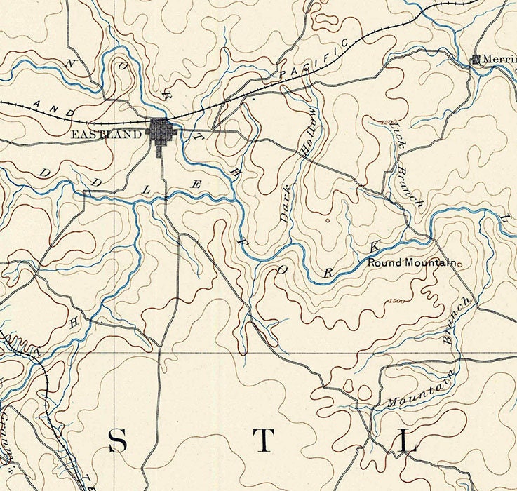 1894 Topo Map of Eastland Texas