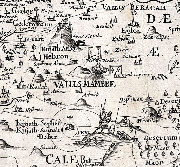 1650 Map of Juda Palestine Holy Lands Bible Geography