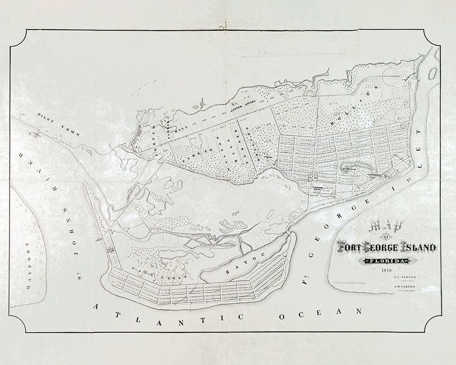 1878 Map of Fort George Island Florida