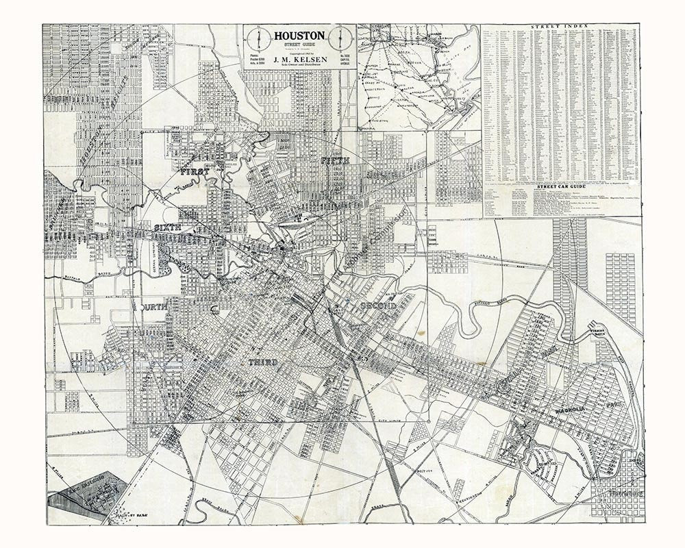 1913 Map of Houston Texas
