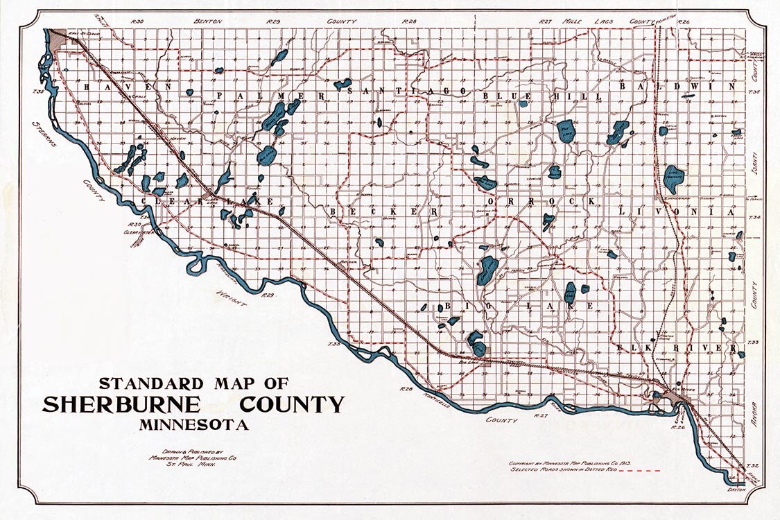1913 Map of Sherburne County Minnesota