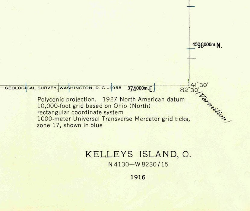 1916 Topo Map of Kelleys Island Ohio Lake Erie Islands