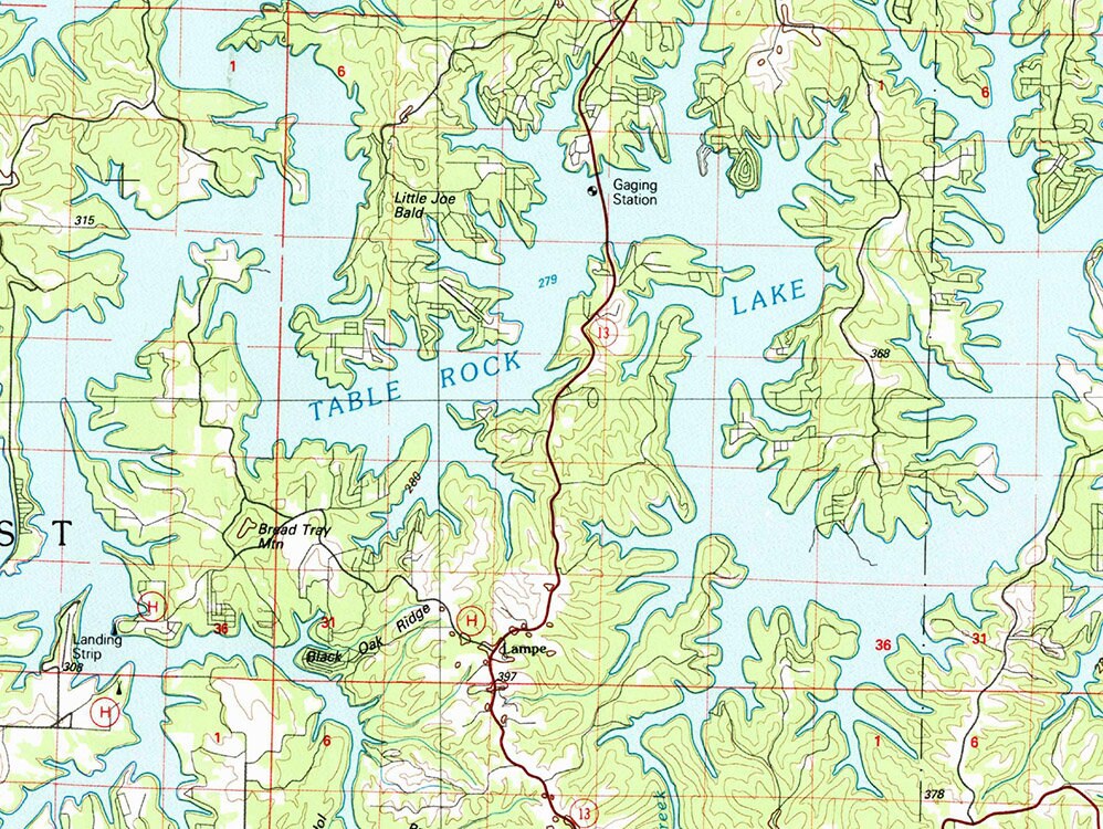 1985 Map of Table Rock Lake Missouri