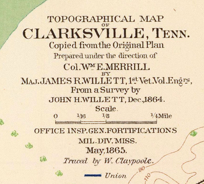 1895 Map of Clarksville Sumner County Tennessee