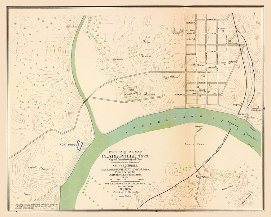 1895 Map of Clarksville Sumner County Tennessee