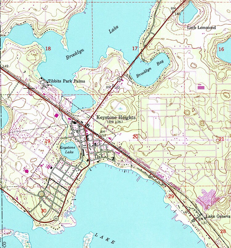 1949 Topo Map of Keystone Heights Florida Quadrangle