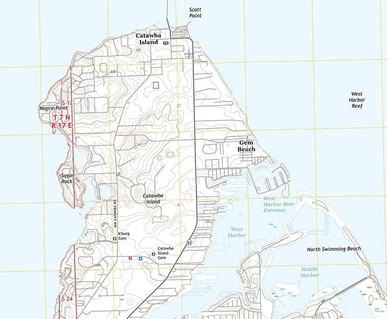 2016 Topo Map of Gypsum Ohio Lake Erie Islands Catawba Island