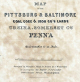 1871 Map of Pittsburg and Baltimore Coal Coke & Iron Lands Somerset County Pa