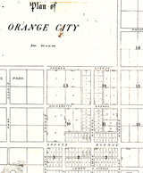 1877 Map of Orange City Volusia County Florida Blue Springs Saint Johns River