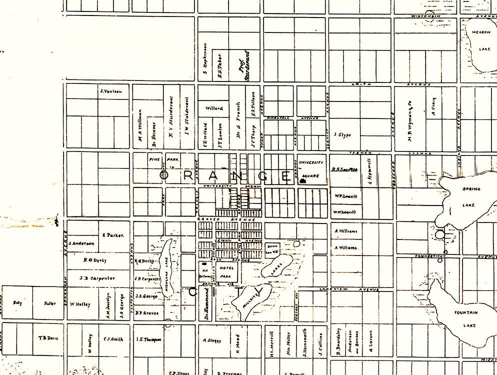 1877 Map of Orange City Volusia County Florida Blue Springs Saint Johns River