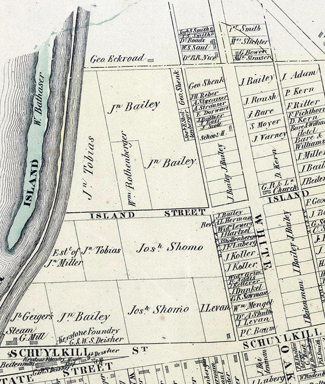 1862 Map of Hamburg Berks County Pennsylvania