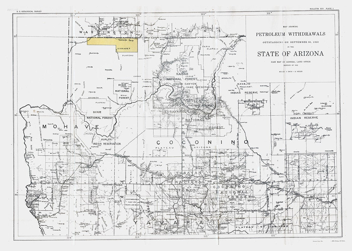 1916 Map of Arizona Petroleum Sites