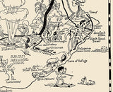 1937 Cartoon Map of The Big Island of Hawaii