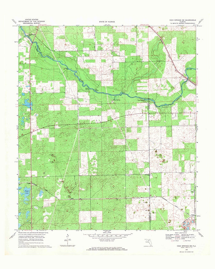 1969 Topo Map of High Springs Florida