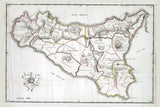 1825 Map of Sicily Italy