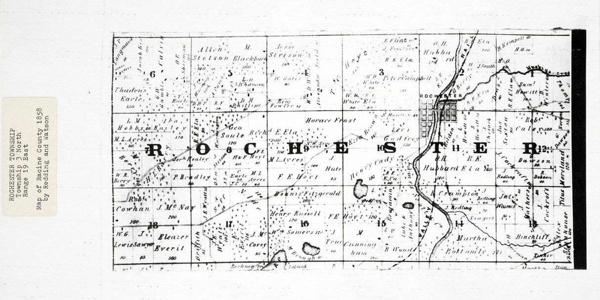 1858 Map of Rochester Township Racine County Wisconsin