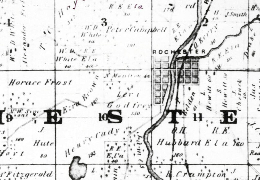 1858 Map of Rochester Township Racine County Wisconsin