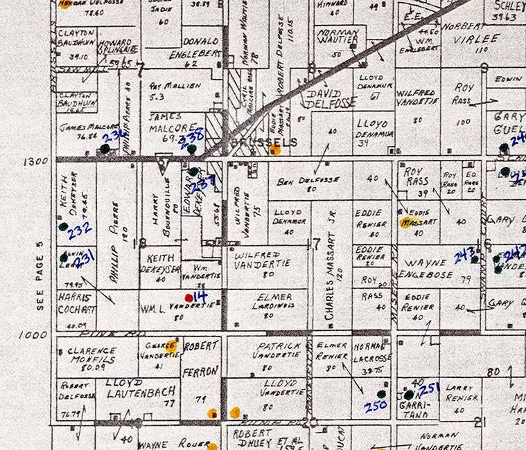 1890s Town Map of Brussels Door County Wisconsin