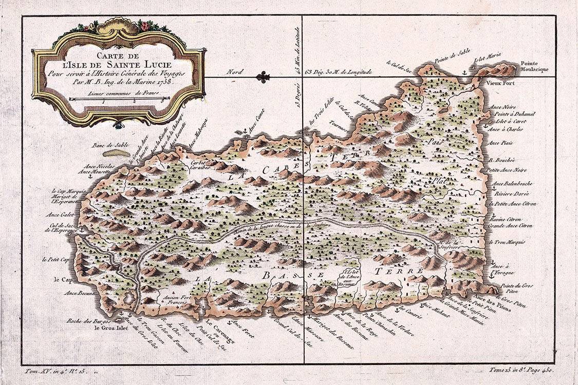 1758 Map of Saint Lucie Island