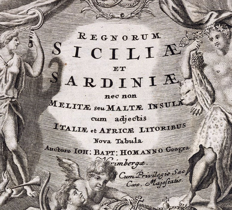 1600 Map of Sicily and Sardinia Italy