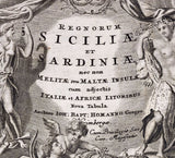 1600 Map of Sicily and Sardinia Italy