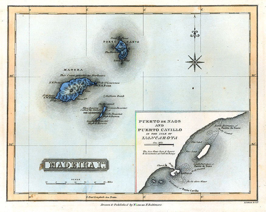 1823 Map of the Madeira Islands Portugal