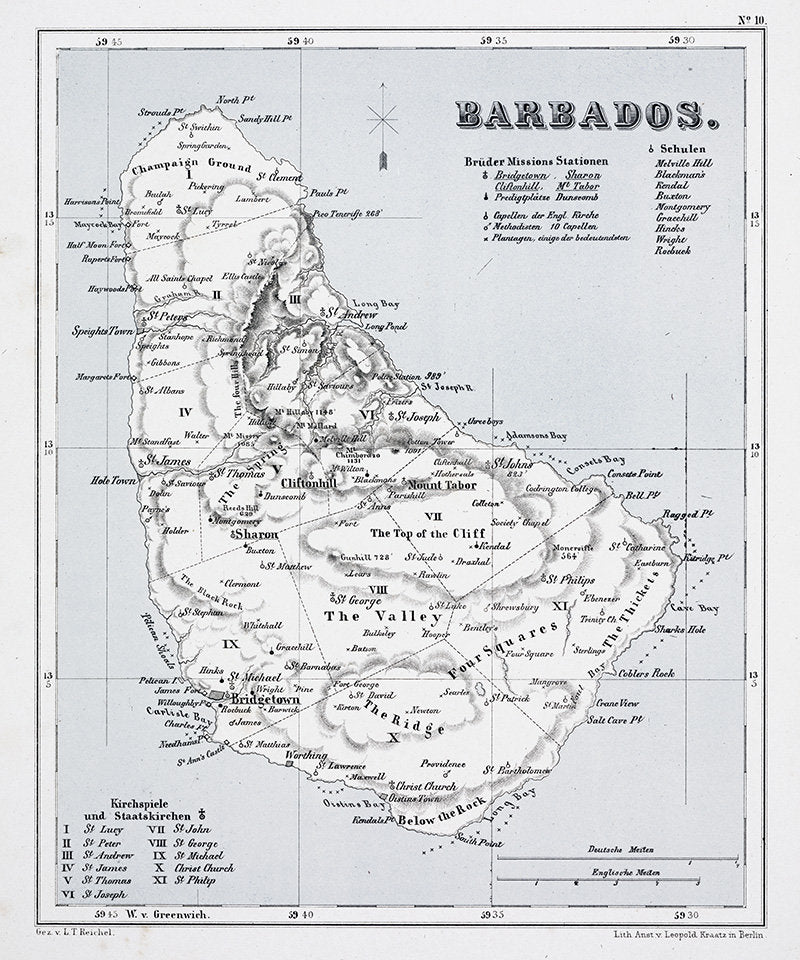 1860 Map of Barbados