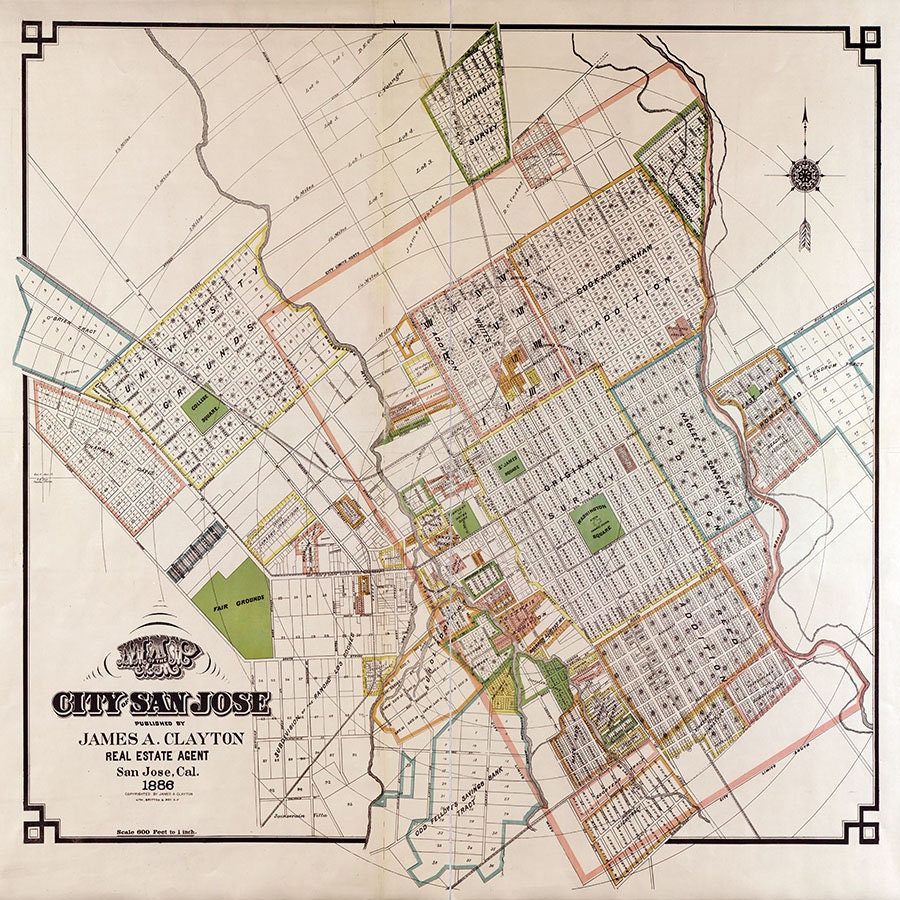 1886 Map of the City of San Jose California