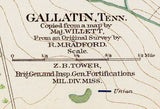 1895 Map of Gallatin Sumner County Tennessee