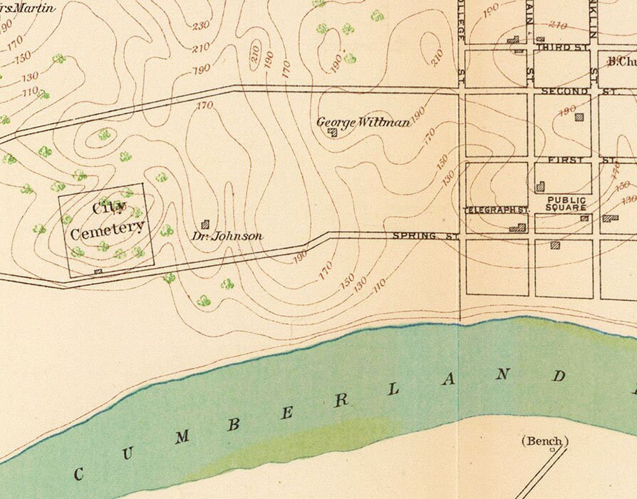 1895 Map of Clarksville Sumner County Tennessee