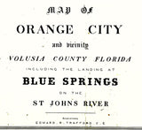 1877 Map of Orange City Volusia County Florida Blue Springs Saint Johns River