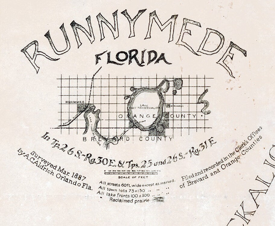 1887 Map of Runnymede Florida