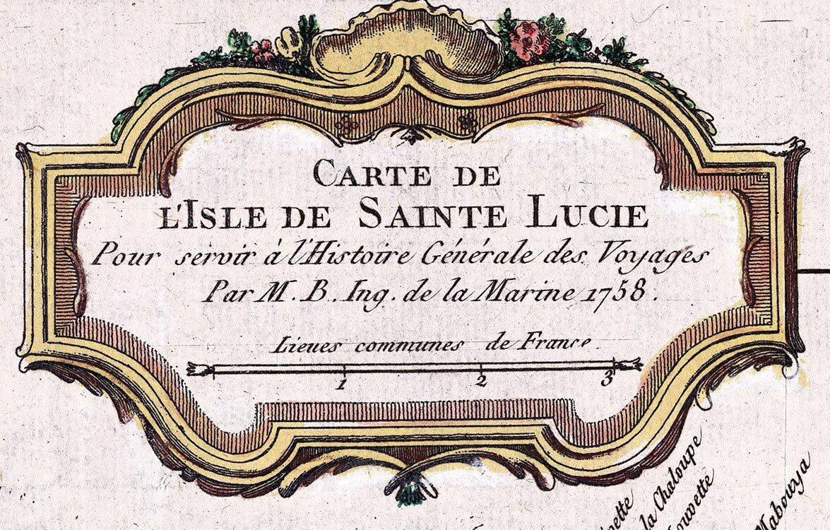 1758 Map of Saint Lucie Island