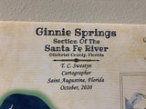 Ginnie Springs Section Map of the Santa Fe River Florida Framed