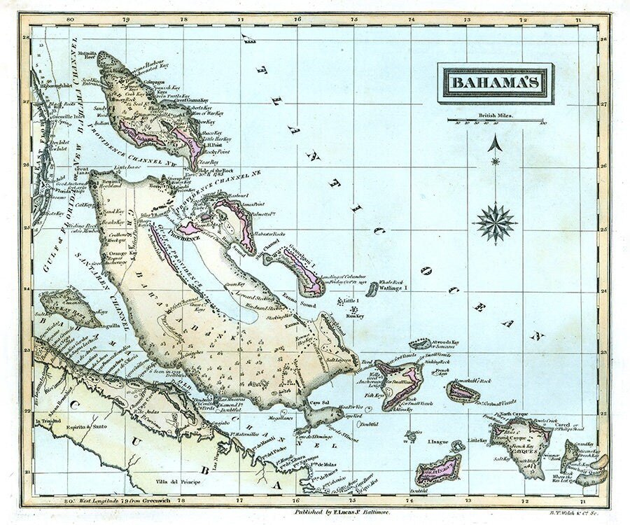 1823 Map of the Bahamas