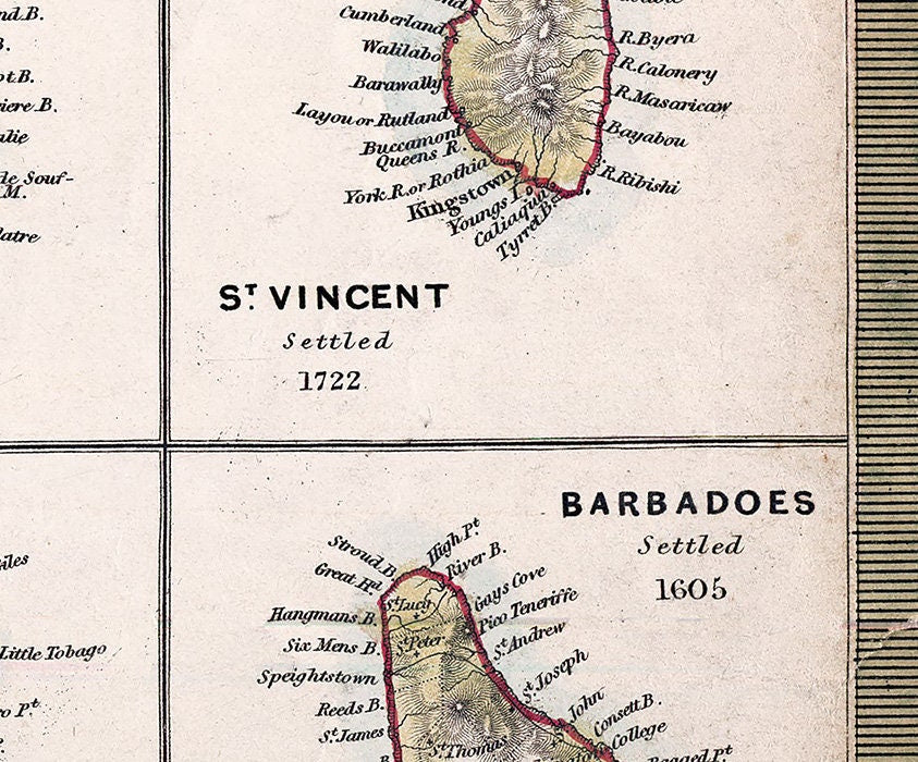 1835 Map of the British Islands in the West Indies