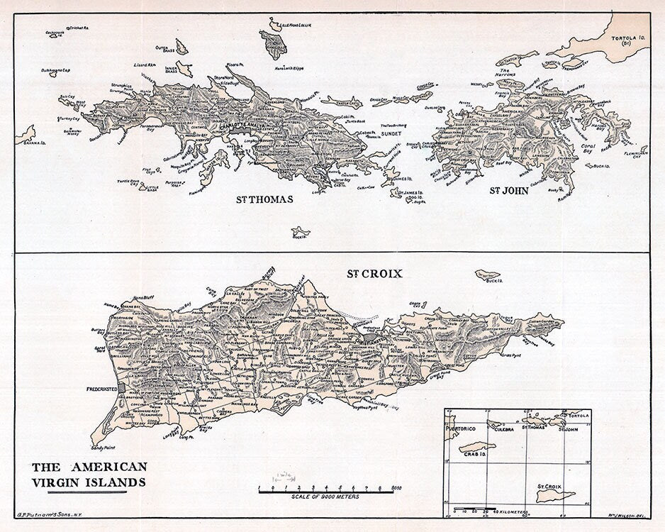 Map of the American Virgin Islands