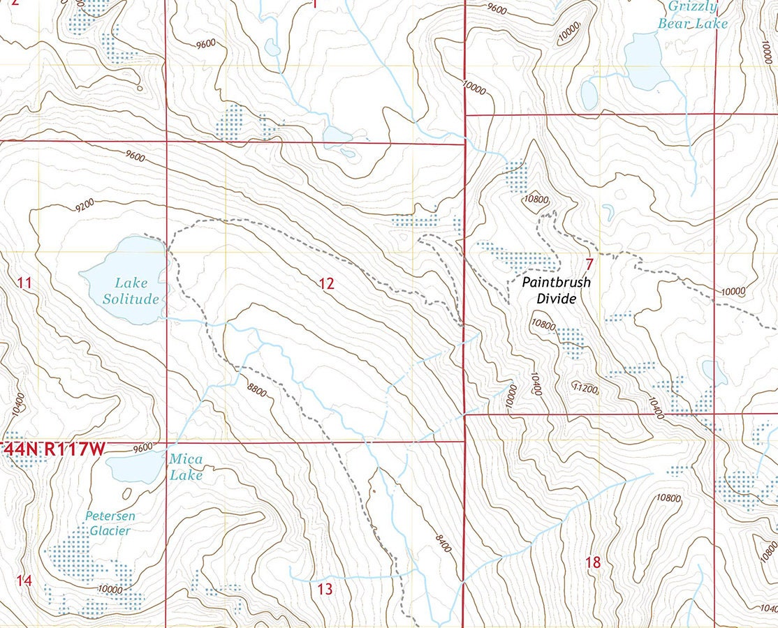 2018 Topo Map of Mount Moran Teton County Wyoming Lake Solitude
