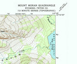 1968 Topo Map of Mount Moran Teton County Wyoming Lake Solitude