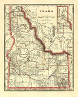 1896 Map of Idaho Showing Townships and Railroads