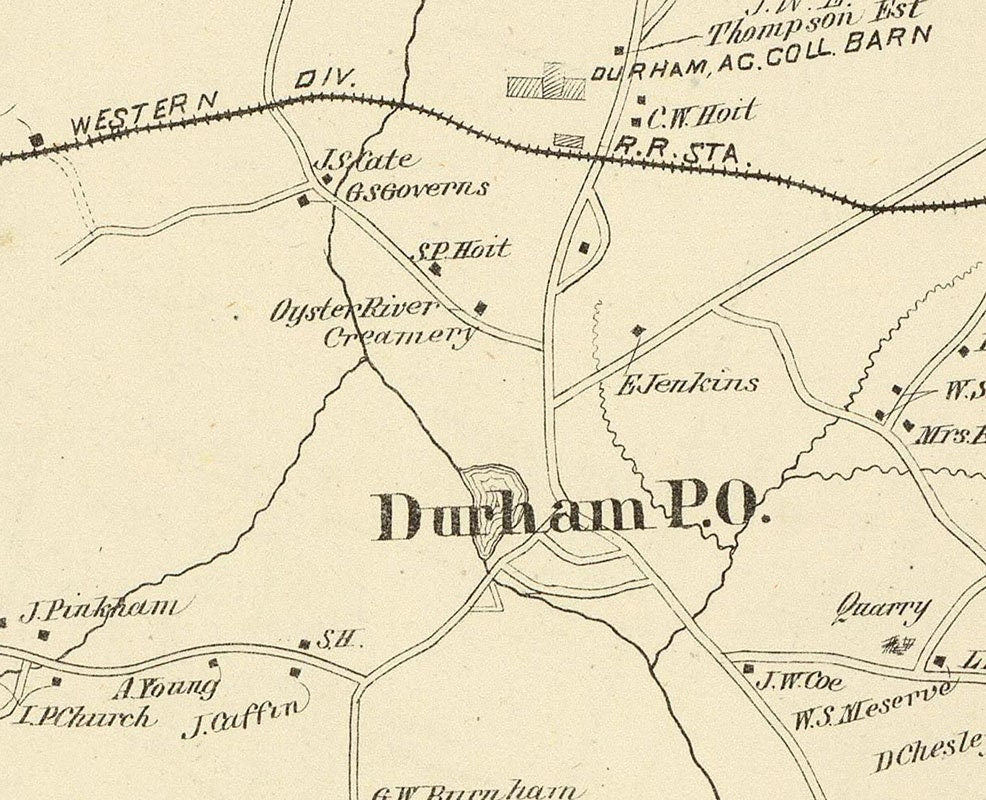 1892 Map of Durham Strafford County New Hampshire
