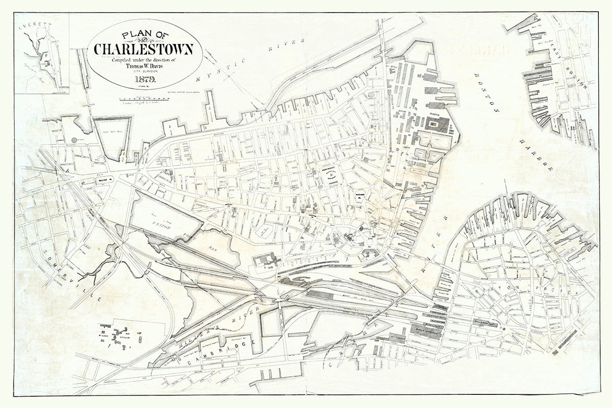 1879 Map of Charlestown Boston Massachusetts