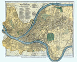 1895 Map of Pittsburg Allegheny County Pennsylvania