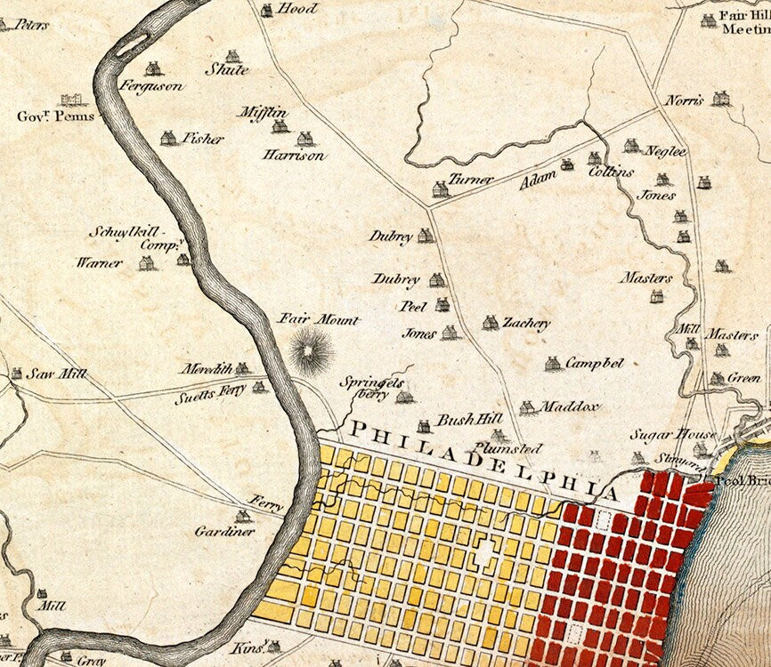 1777 Map Plan of the city and environs of Philadelphia Pennsylvania